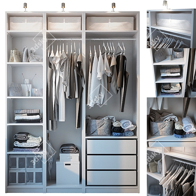 Open System Closet with Filling 3D model image 1