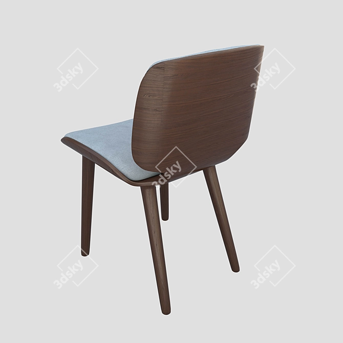 Elegant Nut Dining Chair 3D model image 2