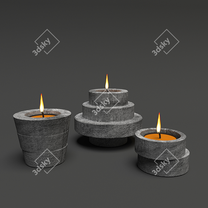 Modern Concrete Candlestick Set 3D model image 1