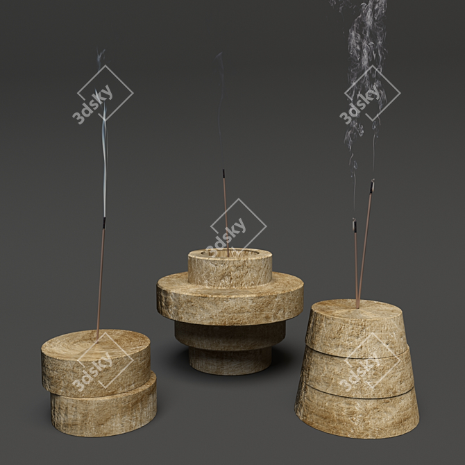 Modern Concrete Candlestick Set 3D model image 2