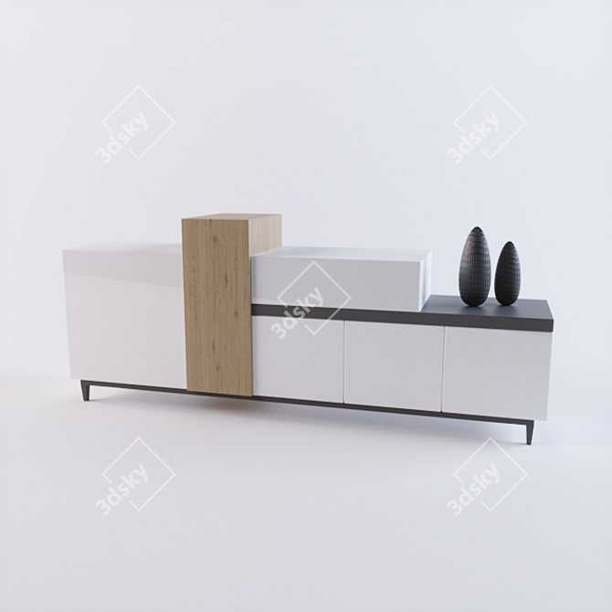 Sleek Side Drawer 3D model image 1