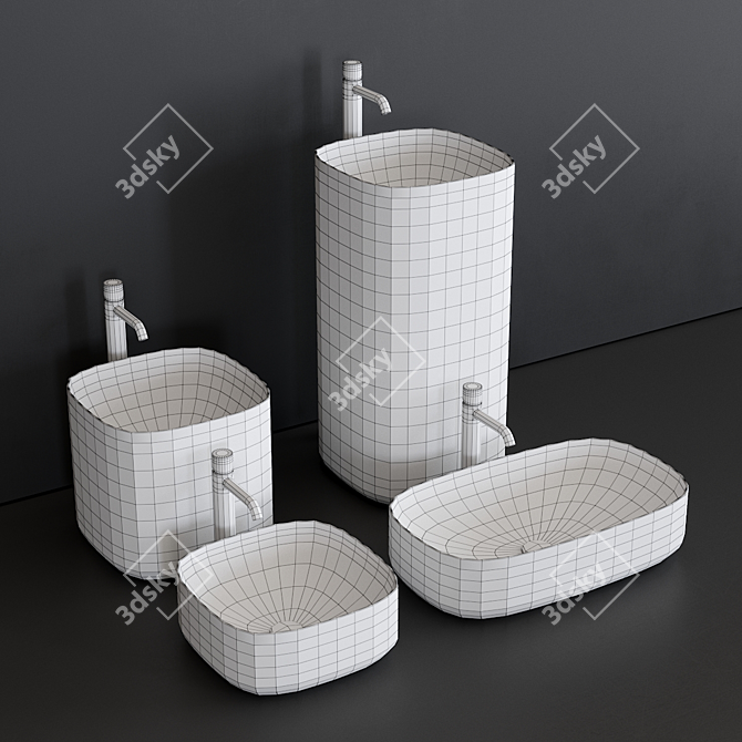 Modern ceramic washbasin collection | Moon 3D model image 3