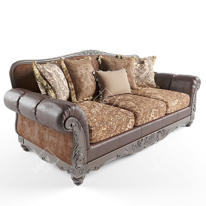 Elegant Antique-Inspired Fresco Sofa 3D model image 1