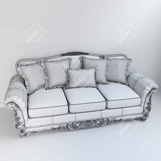 Elegant Antique-Inspired Fresco Sofa 3D model image 2