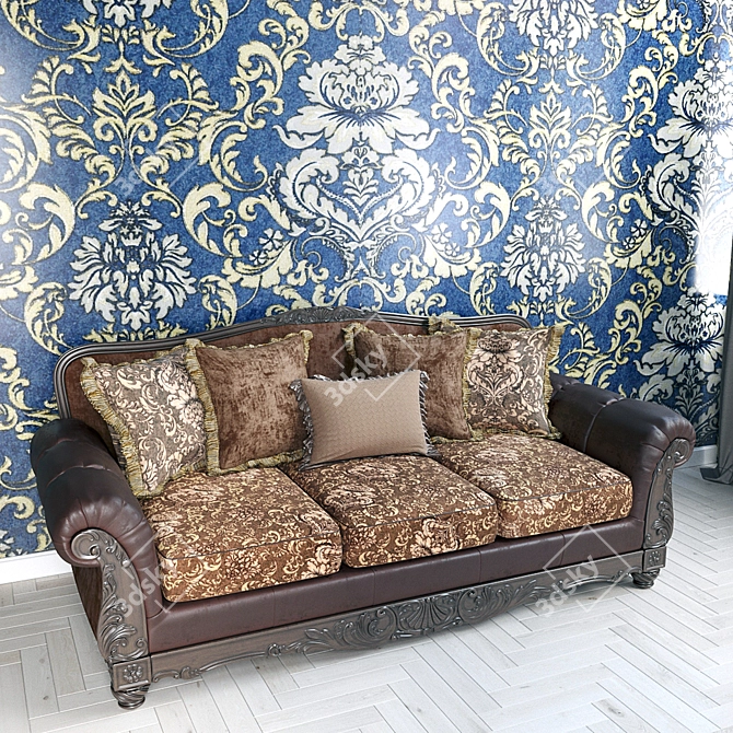 Elegant Antique-Inspired Fresco Sofa 3D model image 3