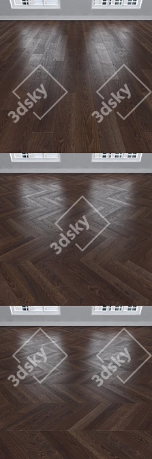 Ash Parquet: Christmas Tree, Linear, Chevron 3D model image 2