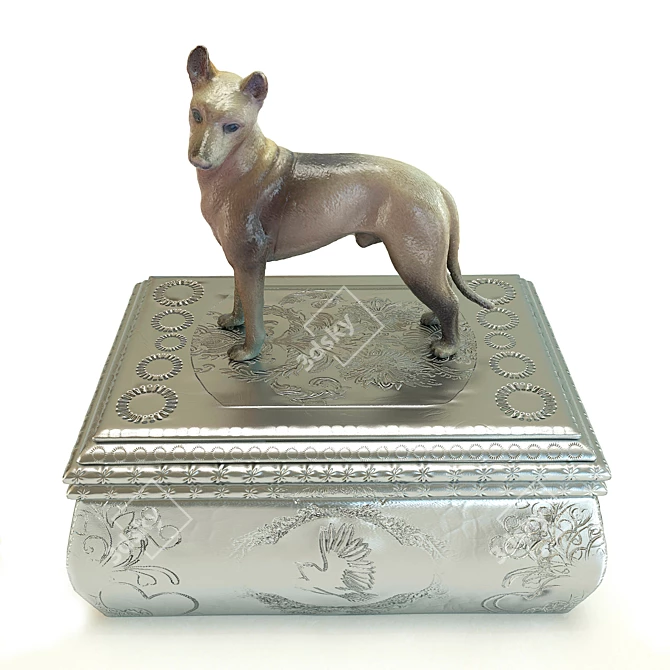 Lucky Paws Casket: Sculpted Dog Figurine 3D model image 1