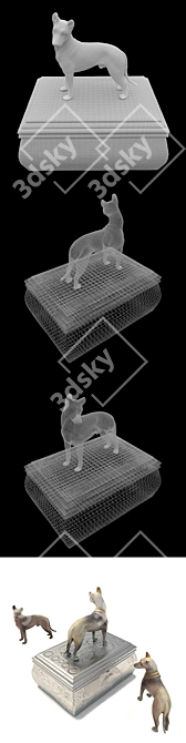 Lucky Paws Casket: Sculpted Dog Figurine 3D model image 3