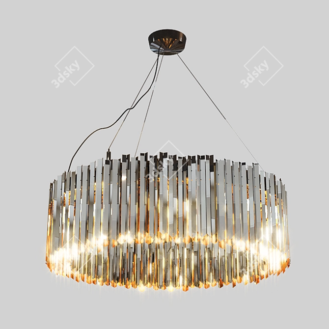 Elegant Steel Facet Chandelier 3D model image 1