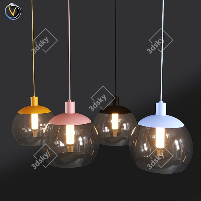 Contemporary Glass Pendant Light 3D model image 1