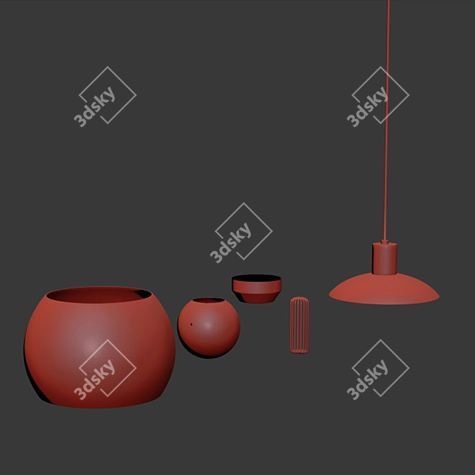 Contemporary Glass Pendant Light 3D model image 2