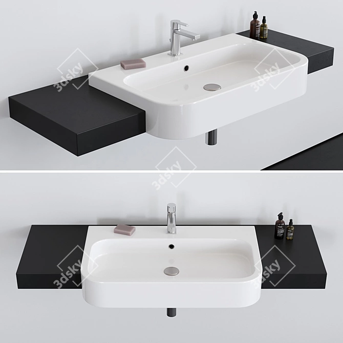 Scarabeo Next 80D Ceramic Washbasin 3D model image 1