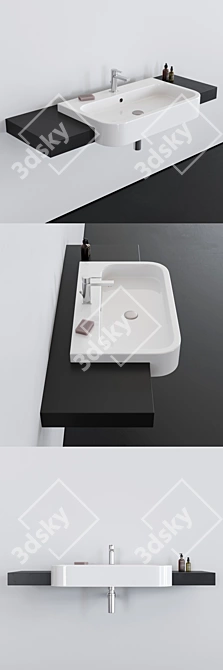 Scarabeo Next 80D Ceramic Washbasin 3D model image 2