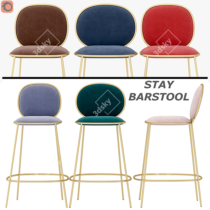 Stay Barstool: Stylish and Comfortable Seating 3D model image 1