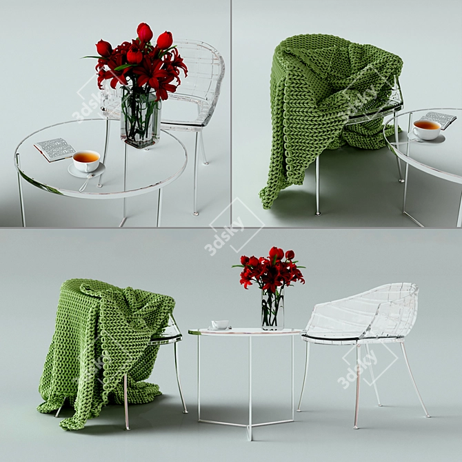 Floral Coffee Table: Elegant and Versatile 3D model image 1