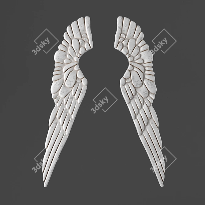 Elegant Pewter Angel Wings Decor 3D model image 1