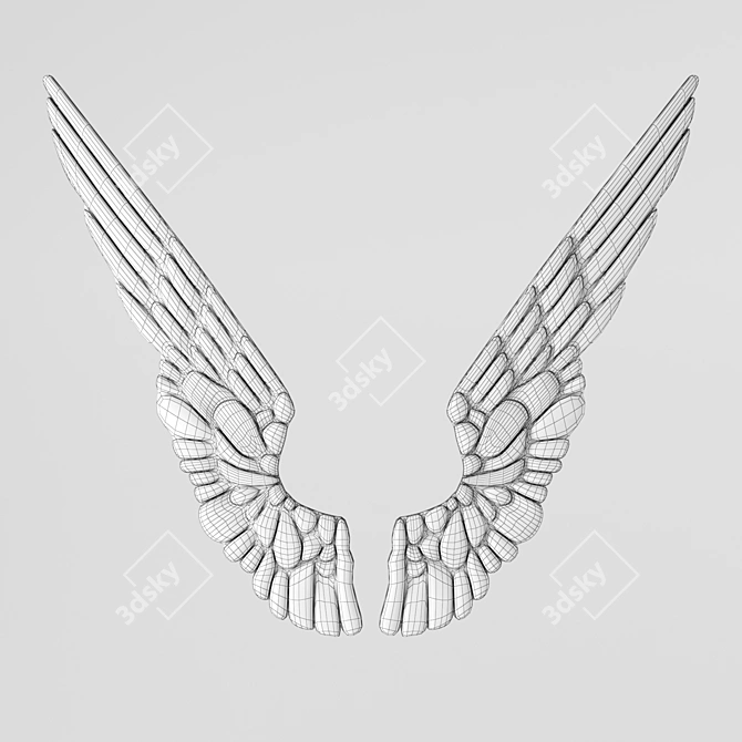 Vintage Gilded Angel Wings 3D model image 2