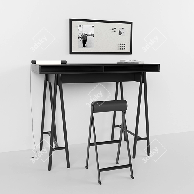 IKEA SPANST Set: Table Top, Standing Support, Noticeboard, LED Light Stick 3D model image 1