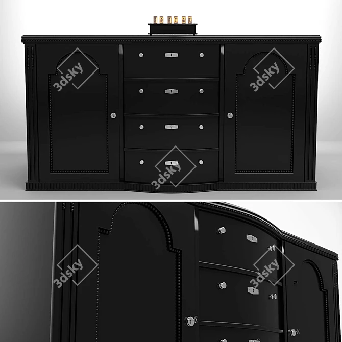 High Gloss Art Deco Credenza 3D model image 1