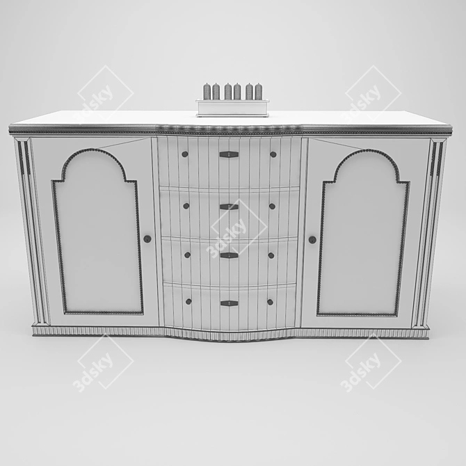 High Gloss Art Deco Credenza 3D model image 3