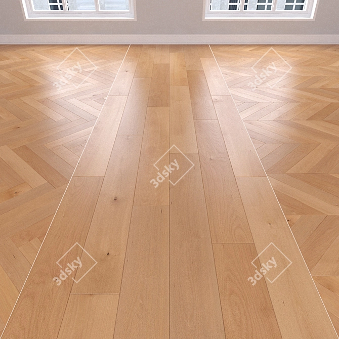 Beech Parquet Collection: Christmas Tree, Linear, Chevron 3D model image 1