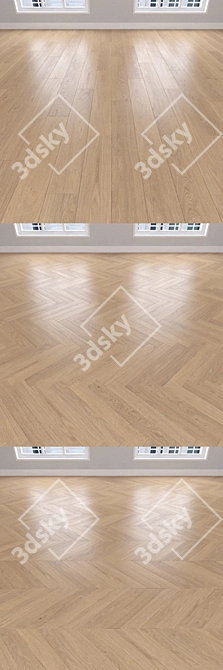 Parquet Oak White: Christmas Tree, Linear & Chevron 3D model image 2