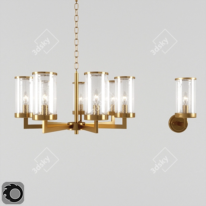 Elegant Crystal Chandelier & Wall Sconce 3D model image 1