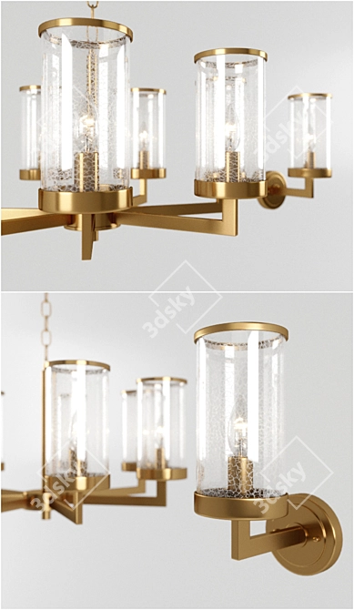 Elegant Crystal Chandelier & Wall Sconce 3D model image 2