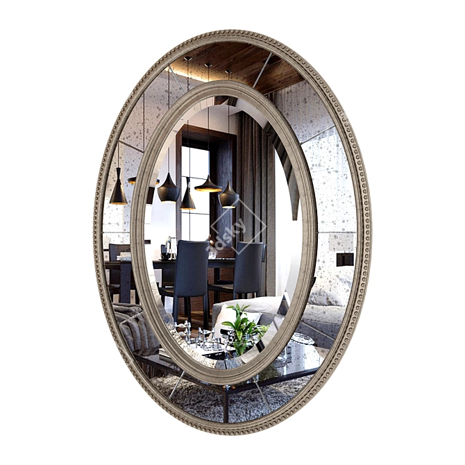 Elegant Lara Oval Mirror 3D model image 2