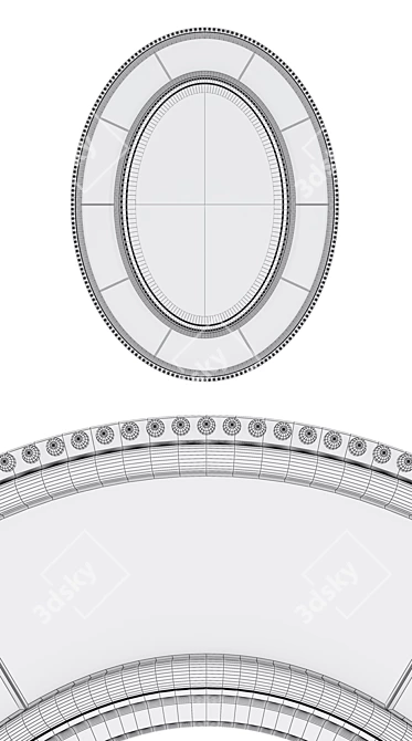 Elegant Lara Oval Mirror 3D model image 3