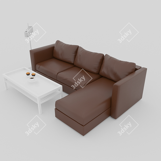 Sleek and Stylish Vimle Leather Sofa 3D model image 2