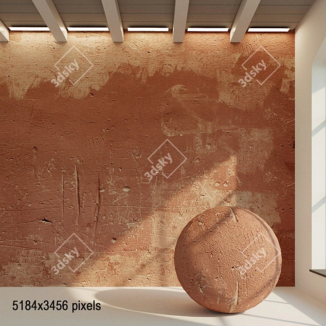 Aged Plaster Textured Wall 3D model image 1