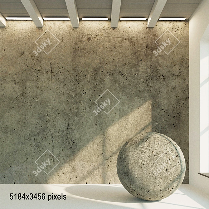 Authentic Aged Concrete Wall 3D model image 1