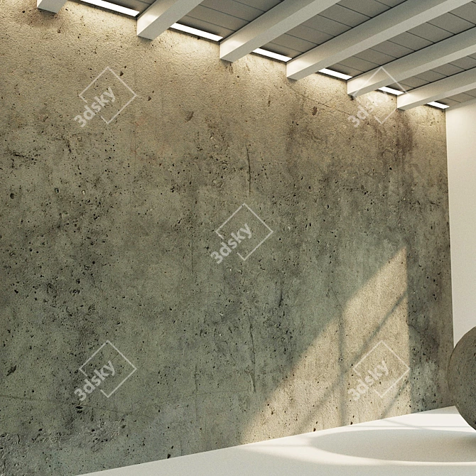 Authentic Aged Concrete Wall 3D model image 2