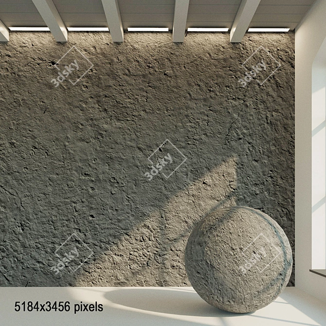 Concrete Wall: Aged Texture - 48 3D model image 1