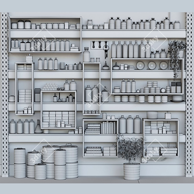 Beauty Salon Storage Rack 3D model image 2