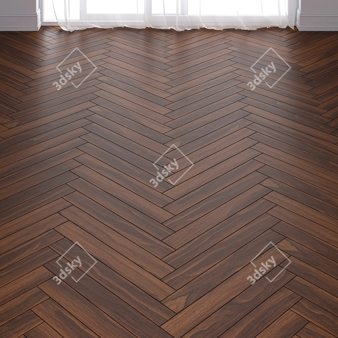 Brown Pear Wood Parquet: 3 Types 3D model image 2