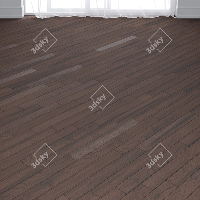 Ebony Oak Parquet: Deck, Chevron, Tree 3D model image 3