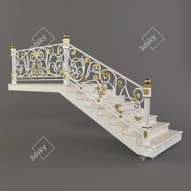 Handcrafted Forged Stairs 3D model image 1