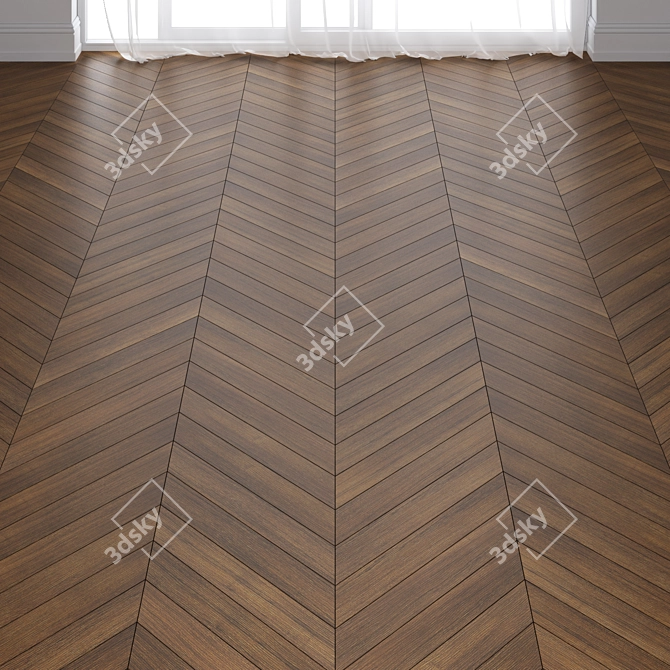 Premium Teak Wood Parquet Flooring 3D model image 1