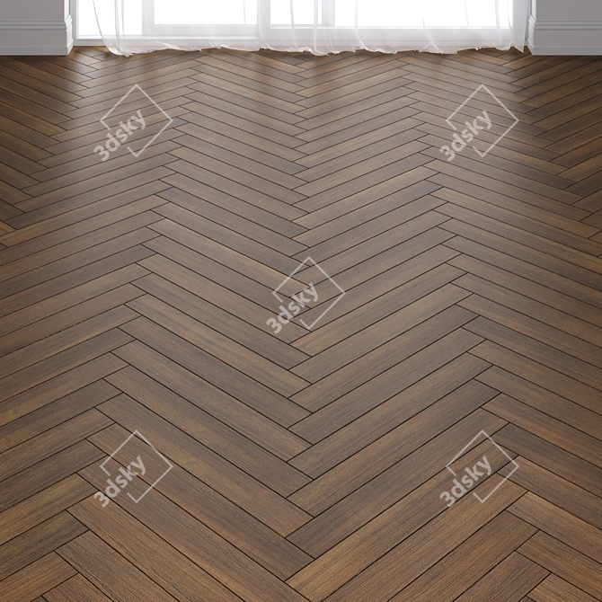 Premium Teak Wood Parquet Flooring 3D model image 2