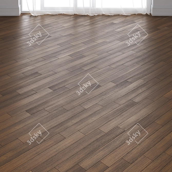 Premium Teak Wood Parquet Flooring 3D model image 3