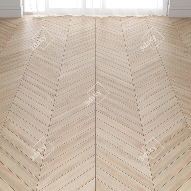 Wine Oak Parquet: Deck, Chevron, Tree 3D model image 2