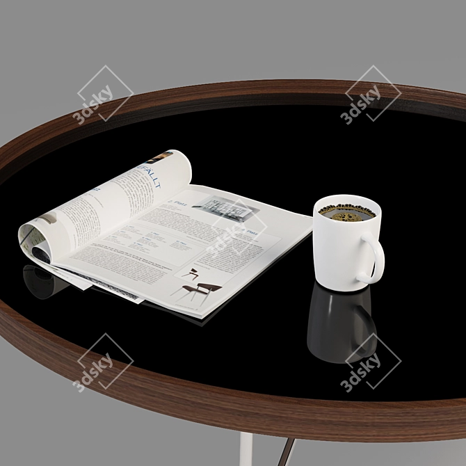Walnut Glass Chrome Couch Table 3D model image 2