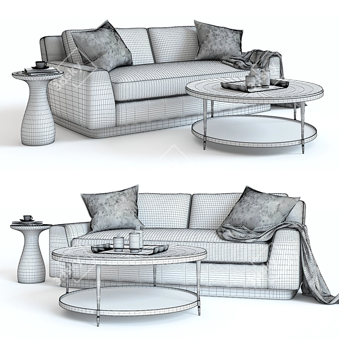 Baker Laguna Sofa Set: Elegant and Detailed 3D model image 3