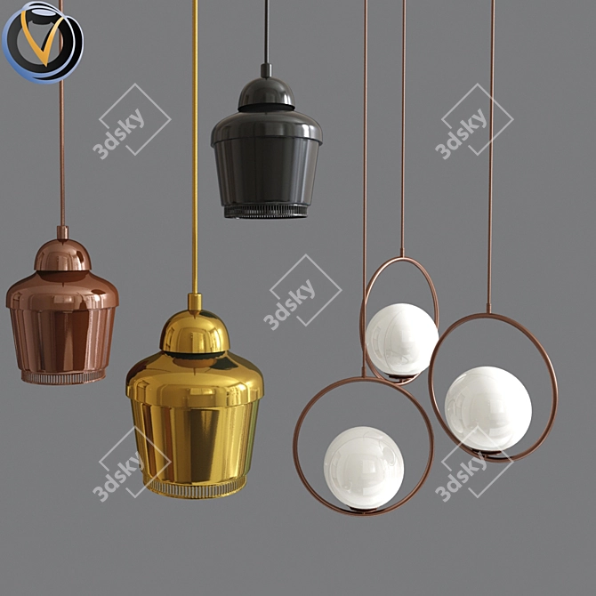 Modern Glass Globe Pendant Light 3D model image 1