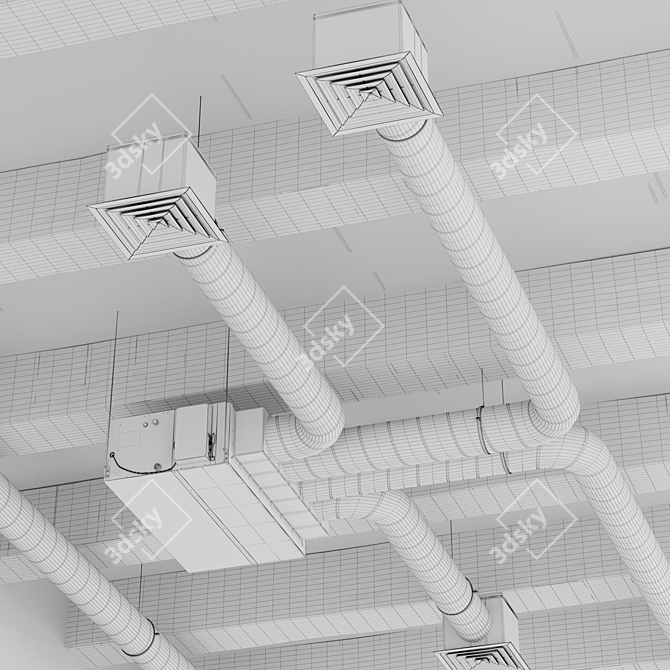 Sleek Ceiling Ventilation System 3D model image 2