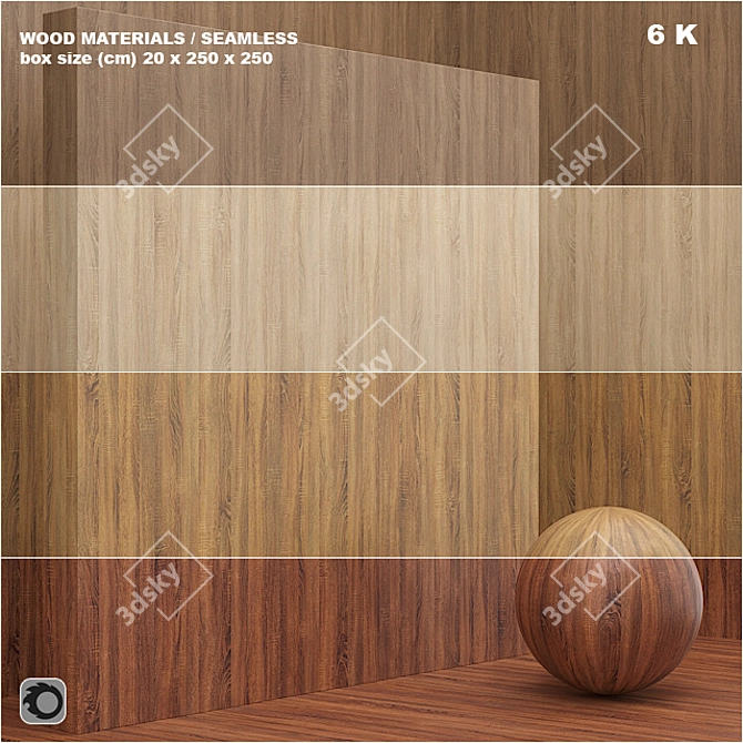 Seamless Wood Veneer - Set 28 (4 Tones) 3D model image 1