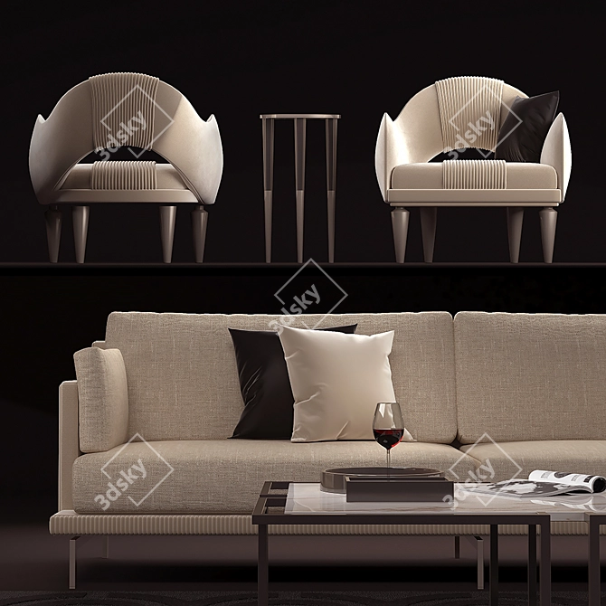 Luxury Italian Cipriani Sofa 3D model image 2