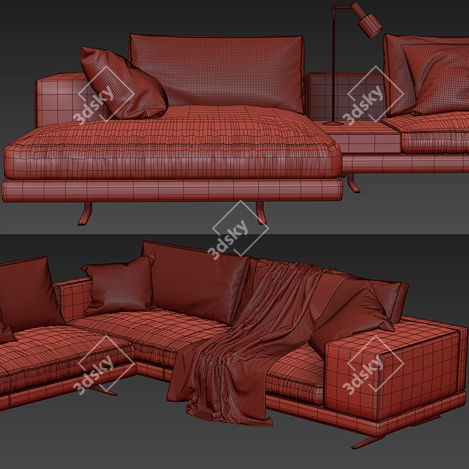 Modern Mondrian Style Sofa 3D model image 2